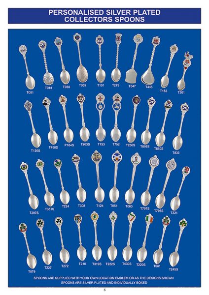 gift ware personalised silver collector spoons