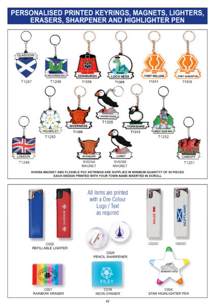 42-personliased-keyrings-magnets-etc